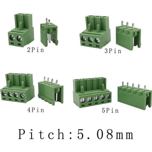 300V 10A 2EDG 5.08mm PCB Screw Terminal Block Connector 2EDG5.08 Plug-in Type Straight Pin PCB Terminals Wire Connector 2/3/4/5P
