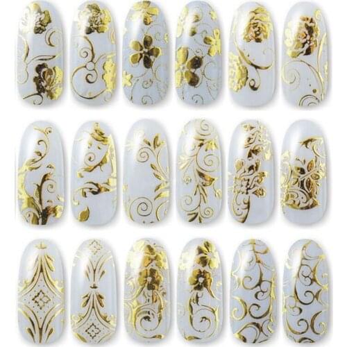 3D Stickers for Nails Foil Flower Slider Design for Nail Sliders Nails Stickers Manicure Gold Slider for Nails
