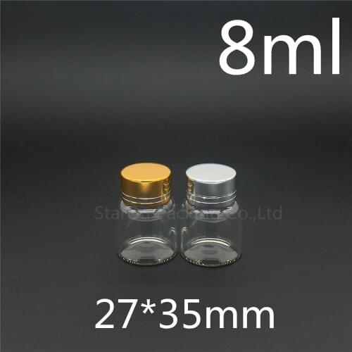48pcs/lot diameter 27mm 8ml Aluminum cover neck glass bottle for vinegar alcohol,carft/storage candy bottles