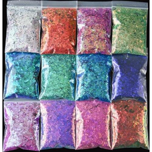 50g Nail Holographic Glitter Powder Mix-Size Laser Pink/Purple/Red Hexagon Chameleon Sequins for Nail Art Shiny Chunky Glitter H
