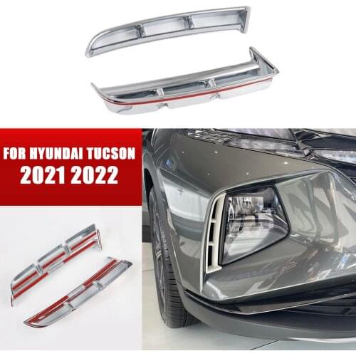 ABS Front Fog Lights Lamp Eyelid Eyebrow Cover Trim Chrome For Hyundai Tucson 2021 2022