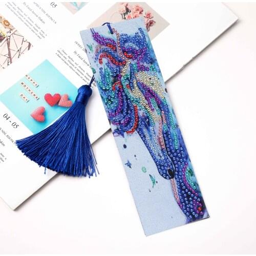 5D DIY Special Shaped Diamond Painting Bookmarks Animal Flower Diamond Embroidery Cross Stitch Mosaic Tassel Bookmarks Book