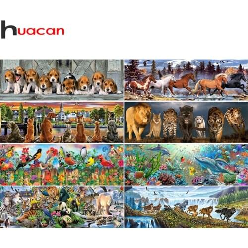 Huacan Diamond Embroidery Animals Full Square/round Diamond Painting Dog Bird Mosaic Horse Wolf Home Decor