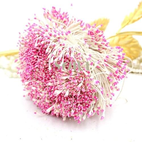 Free Shipping Wholesale 800pcs/Lot 1mm LIght Pink And White Colors Double Heads Flower Pistil Stamen For Cake Decoration DIY