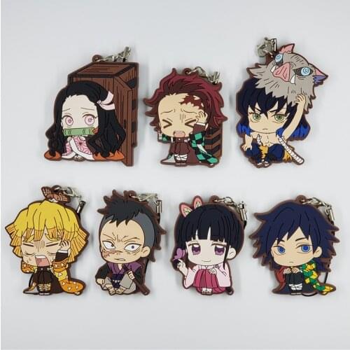 Demon Slayer: Kimetsu no Yaiba original Japanese anime figure rubber Silicone mobile phone charms key chain strap keyring