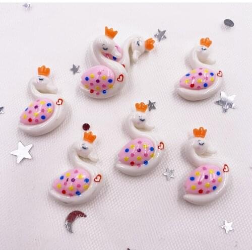 12PCS Resin Kawaii Colorful LOVE Swan Flatback Stone Figurines Scrapbook Home Decoration Crafts Supplies SH350