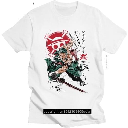 Fashion Pirate Hunter Zoro T Shirt For Men Cotton Stylish T-Shirt O-Neck Short Sleeves Anime Japan Tee Tops Harajuku