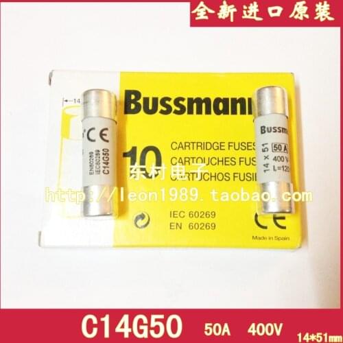 US imports of ceramic Bussmann fuse C14G50 50A 400V 14 times; 51mm Gg / GL