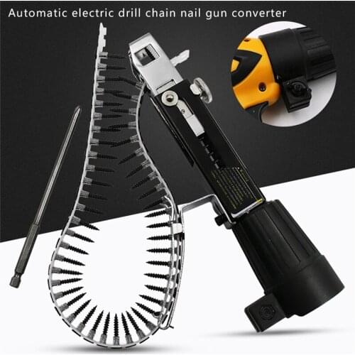 Improvement Tools Automatic Chain Nail Gun Adapter Screw Gun for Electric Drill Woodworking Tool Cordless Power Drill Attachment