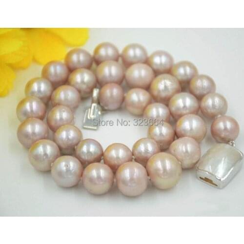 AA++ 17" 13mm ROUND LAVENDER Edison Freshwater cultured PEARL NECKLACE