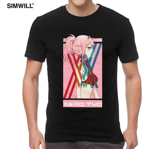 Darling In The Franxx T-shirt Mens 100% Cotton Zero Two Tees Shirts Short Sleeve O Neck Fashion Anime Fan T Shirt