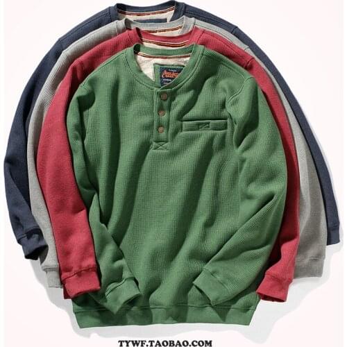 2020 Winter American Style Mens Thick Warm Hoodies with Velvet Jacket Casual Waffle Long Sleeve Henry Collar Hoodies