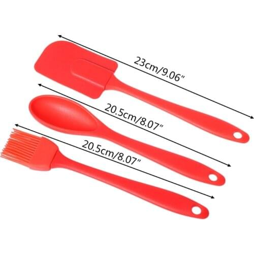 2021 New 3PCS Silicone Spatula Spoon Brush Set Cooking Utensil Tool Kit