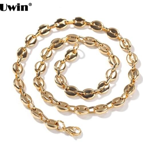 Uwin Necklace Punk Hiphop 316L Stainless Steel Gold/ Silver Color Link Chain 8mm For Women/Men Fashion Jewelry Drop Shipping