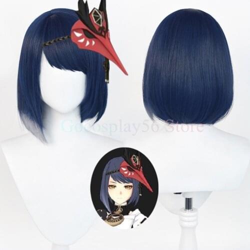 Genshin Impact Sara Wig INAZUMA Cosplay Short Gradient Blue Heat Resistant Hair Game Role Play