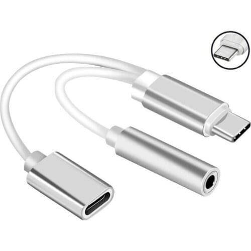 2in1 Type-C To 3.5mm Jack Headphone Charger Adapter AUX Type-c Audio Cable Splitter Converter Charging Cable For Huawei Xiaomi
