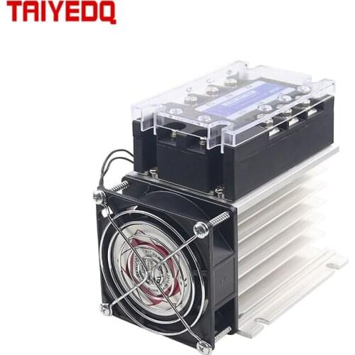 Three-phase Solid State Relay DC Control AC 380V 40A SSR-3 032 3840Z DC-AC Complete Set (Relay, Heat Sink, Fan)