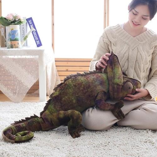 28inch Simulated Realistic Attractive Multifunctional Stylish Chameleon Animal Model Doll Plush Stuffed Toy Room Decor Gift