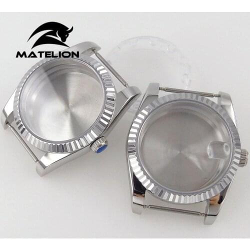 Fluted bezel 36mm 316L Steel Watch Case Fit For NH35 NH36 Miyota 8215 DG 2813 3804 eta 2836 Movement Sapphire glass