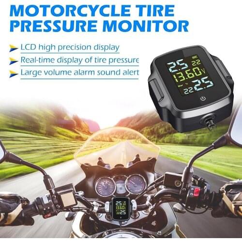 Temperature Monitoring Alarm System Motorcycle Tire Pressure Monitoring Alarm System TPMS with QC 3.0 USB Charger for Motorcycle