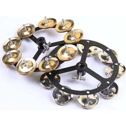 MoonEmbassy Percussion Hi-Hat Tambourine With Row Steel Jingles Drum Set Accessories Free Shipping