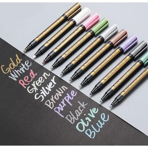 10 Color Waterproof Paint Marker Pens Metallic Color Pen Doodle Art Drawing Markers Outline Pen Set PUO88