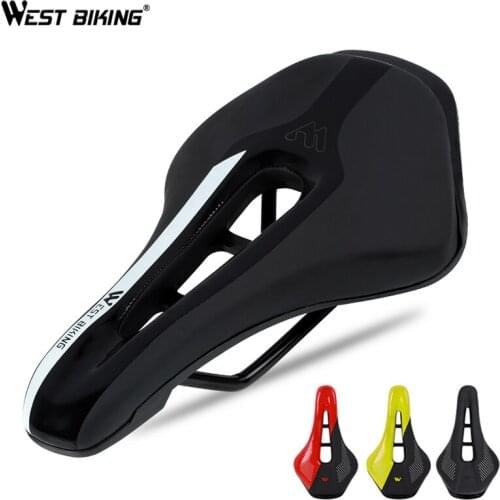 WEST BIKING Bicycle Saddle Seat Road Steel Rails Mountain Bike Sillin Bicicleta Carretera Soft PU Leather Road MTB Bike Saddle