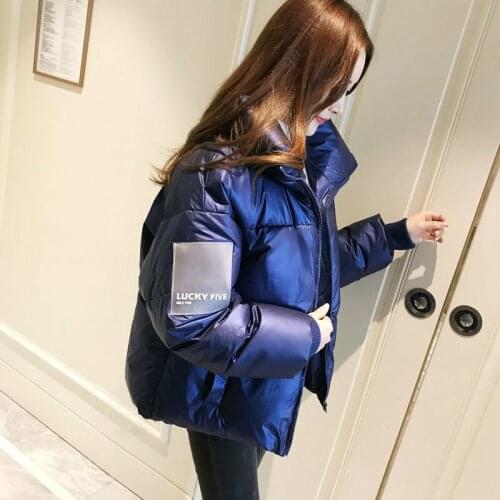 Winter Jacket 2020 New Womens Jacket Bread Service Parkas Glossy Warm Cotton Padded Jackets Parka Loose Outwear Plus Size P988
