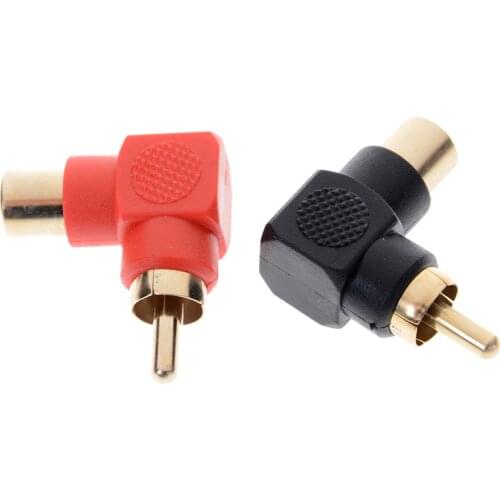1 PCS 90Degree Red/Black RCA Right Angle Male to Female Phone Adapters AV Plug Connector