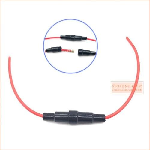 10pcs 5*20mm Glass fuse holder Screw Type 5X20mm with 20 AWG Wire Cable 250V Glass fuse tube fuse casing