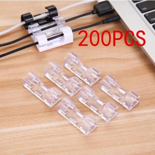 20/60/100pc Self-adhesive Desktop Cable Organizer Fixing Clamp Workstation Clips Cord Management Holder USB Charging Data Line