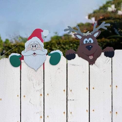 2020 Santa Claus Fence Peeper New Year Christmas Decoration Navidad Home Outdoor Holiday Home Christmas Decorations