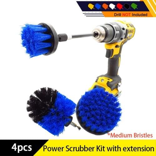 4pcs/set Drill Power Scrub Clean Brush Boat Cleaning Supplies with Extension for Gel Coat, Wood, Painted - Hull and Deck