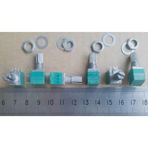 5pcs RV097NS single linked potentiometer B50K B10K with a switch audio 5pin 8p shaft 15mm power amplifier sealing potentiometer