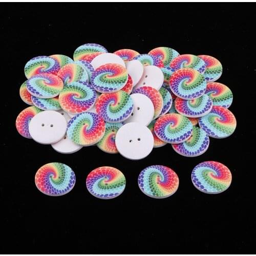 50pcs Mixed Color 2 Holes Cartoon Animal Shape Wood Buttons for Sewing Crafting
