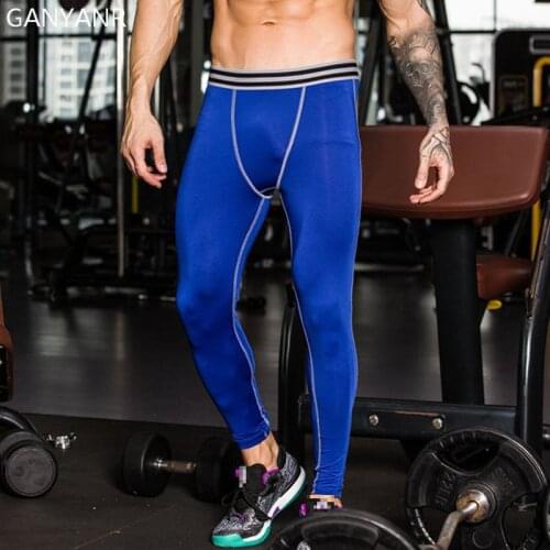 GANYANR Brand Running Tights Men Plus Size Sports Leggings Yoga Basketball Gym Long Pants Fitness Football Sports Trousers Solid