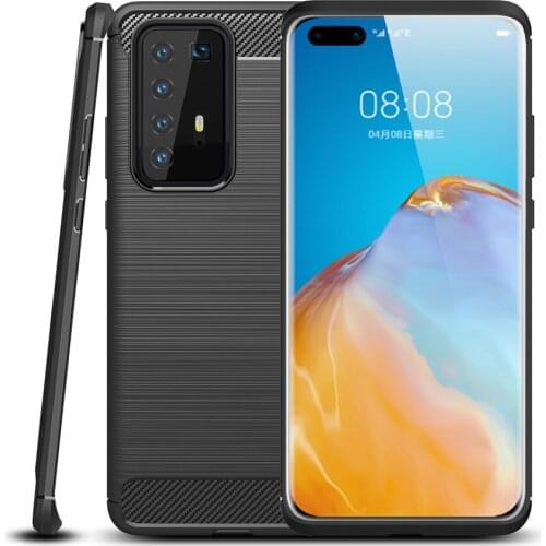 P40 Bumper on For Huawei P40 Pro Plus Case Carbon Fiber Shockproof TPU Back Cover for Huawei P40 Pro+ Capa for P40 Lite