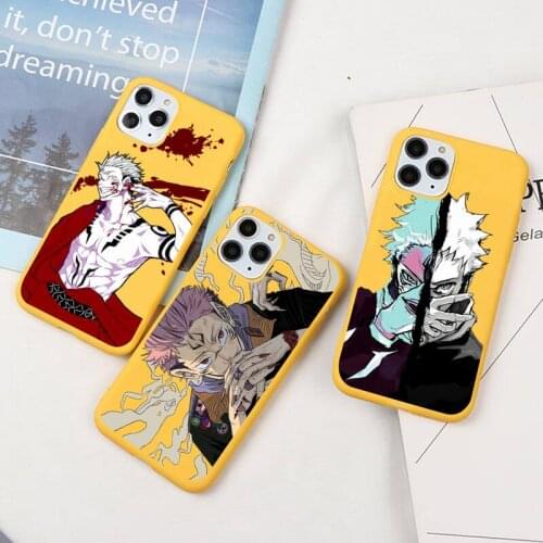 Anime Jujutsus Yuji Kaisens Itadori Phone Case For iphone 12 11 Pro Max Mini XS 8 7 6 6S Plus X SE 2020 XR Candy yellow cover
