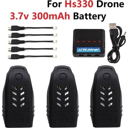 For Hs330 Lipo Battery 3.7V 300mAH Battery With Charger For Hs330 Drone For RC Quadcopter Spare Parts 3.7v RC Drone Battery