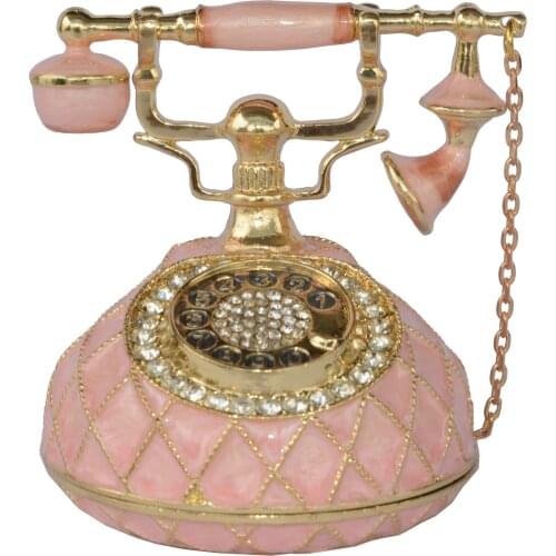 Pink Telephone Bejeweled Collectible Trinket Jewelry Enamelled Box Christmas/Birthday Presents