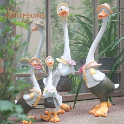 NORTHEUINS Resin Duck Figurines Home Decoration Accessories Modern Creative Nordic Desktop Ornament Crafts Cute Gift For Friend