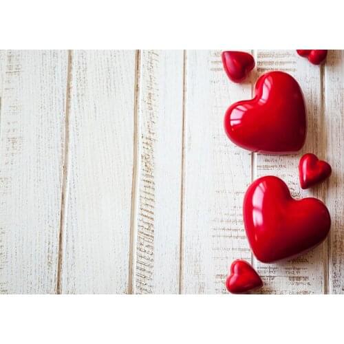 Photo Backdrop Wooden Board Red Heart Custom Photography Background for Children Baby Birthday Lovers Valentines Day Photophone