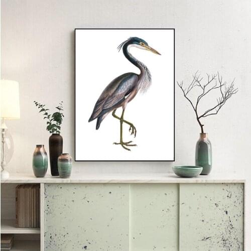 Heron Europe Bird Canvas Painting Retro Kraft Poster Art Wall Sticker Minimalist Home Decor Living Room Interior Decor