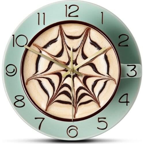 Cafe Time Fresh Coffee Latter Silent Non-ticking Wall Clock Cappuccino Foam Art Kitchen Wall Art Clock Coffee Mania Home Decor