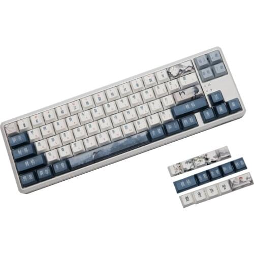 Red-Crowned Crane Keycaps DSA Profile PBT Sublimation Retro Key-cap Mechanical Keyboard Chinese Style Personalized Keycaps