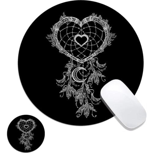 Round Mouse Pad, Heart Shaped Customized Designs Non-Slip Rubber Base Gaming Mouse Pads and Coaster Set for Mac, PC, Computers