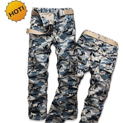 HOT 2020 Outdoors Cargo military jungle tactical Multi pocket Cotton army erkek straight Camoflage Casual pants