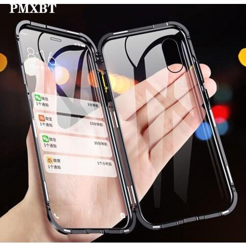Metal Adsorption Magnetic Case For iPhone 12 11 Pro XS Max Double-Sided Glass Magnet Cover For iPhone 7 8 6 6s Plus X XR SE Case
