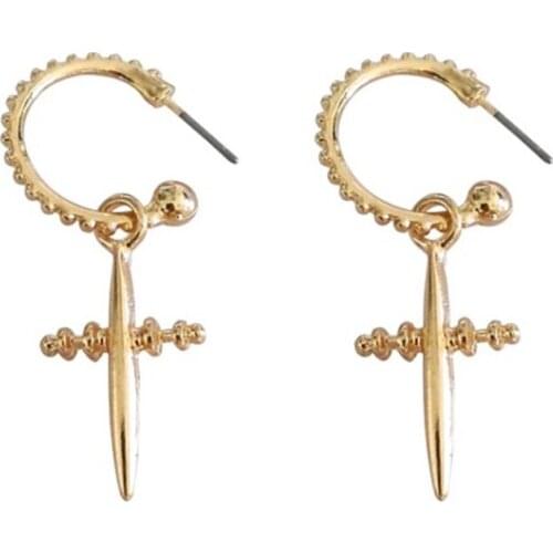 Trendy Chic Alloy Cross Hoop Earrings For Women Birthday Party Small Minimalist Gold Filled Geometric Open Round Ear Jewelry
