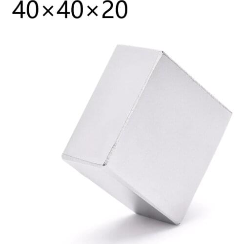 2pcs N52 40mm x 40mm x 20mm Powerful Strong Rare Earth Block NdFeB Neodymium Magnet Permanent Magnet 40*40*20 40x40x20